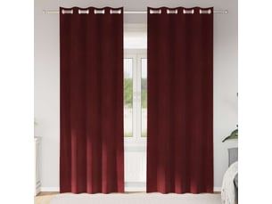 Lot de 2 rideaux, rideaux de fenêtre bordeaux 140 x 225 cm velours cf44008