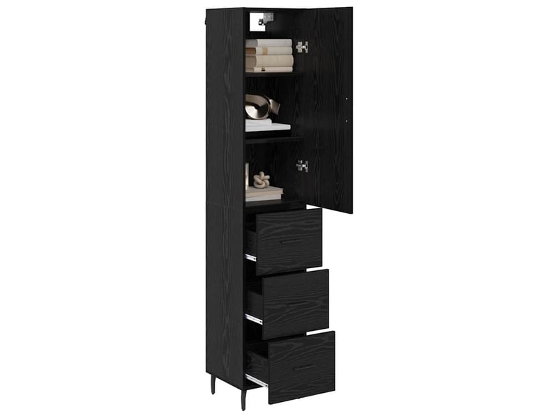  Buffet - haut armoire chêne noir 34,5 x 34 x 180 cm bois d'ingénierie  - Conforama C