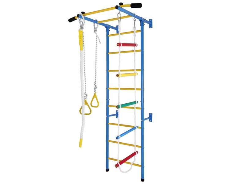  Jeu d'escalade intérieur pour enfants 106,7 x 82,5 x 223,5 cm bleu en acier carbone, 5 activités sportives  - Conforama A