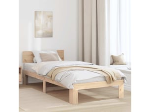 Lit adulte, lit simple, cadre de lit avec tête de lit naturel 90x190cm pin massif cf3210