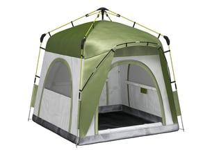 Tente de camping pop-up 3 personnes, dôme familiale avec 4 portes, 4 fenêtres et sac de transport – vert et gris