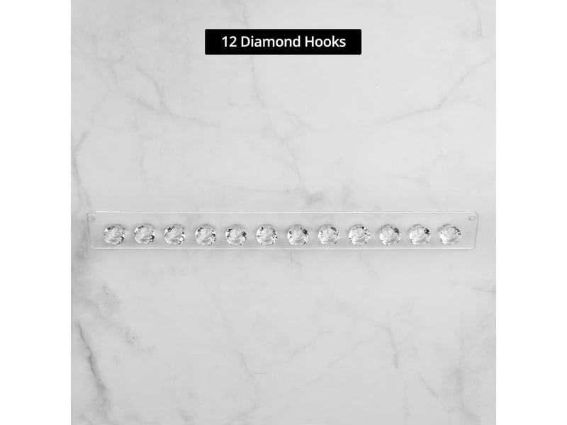  Lot de 4 cintres pour colliers en acrylique avec 12 crochets en forme de diamant, organisateur de bijoux mural, design transparent  - Conforama D