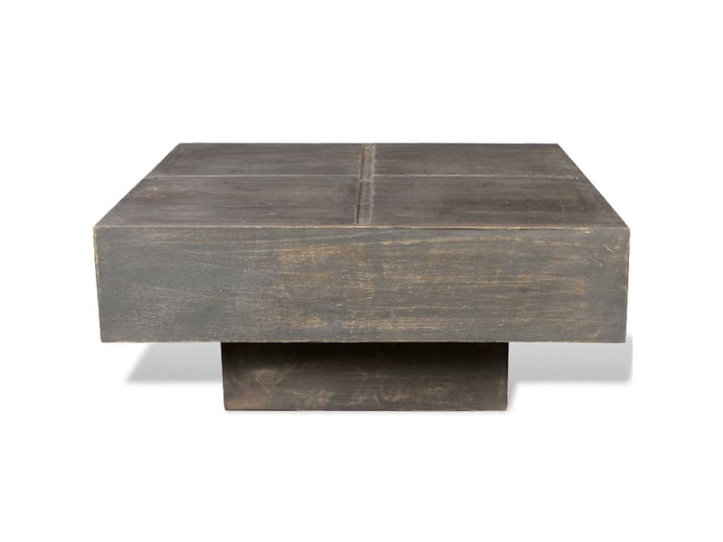  Table basse - table de salon - table à thé carrée marron foncé bois massif de manguier  - Conforama A