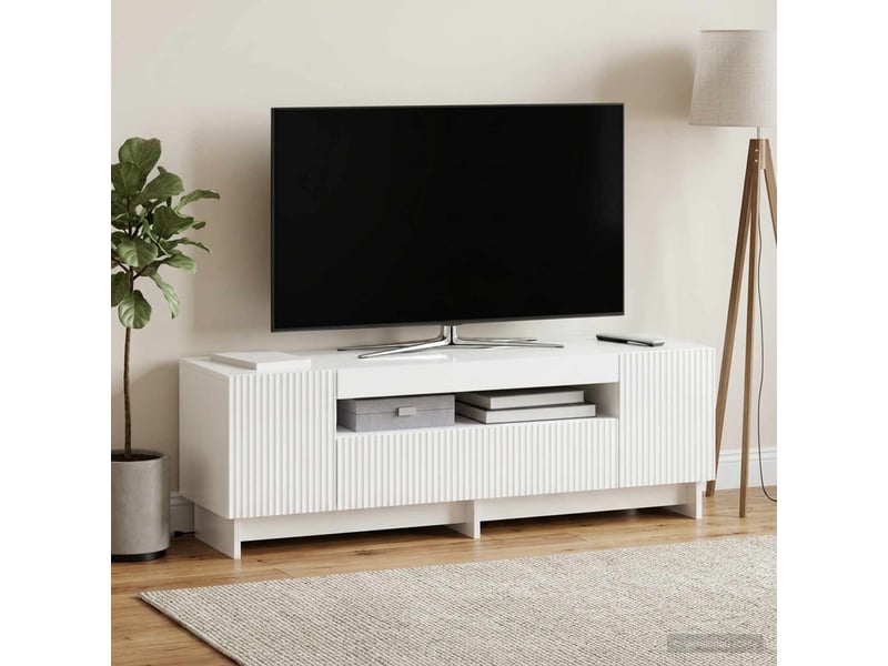  Meuble tv - banc tv - meuble de rangement led blanc brillant bois d'ingénierie  - Conforama D