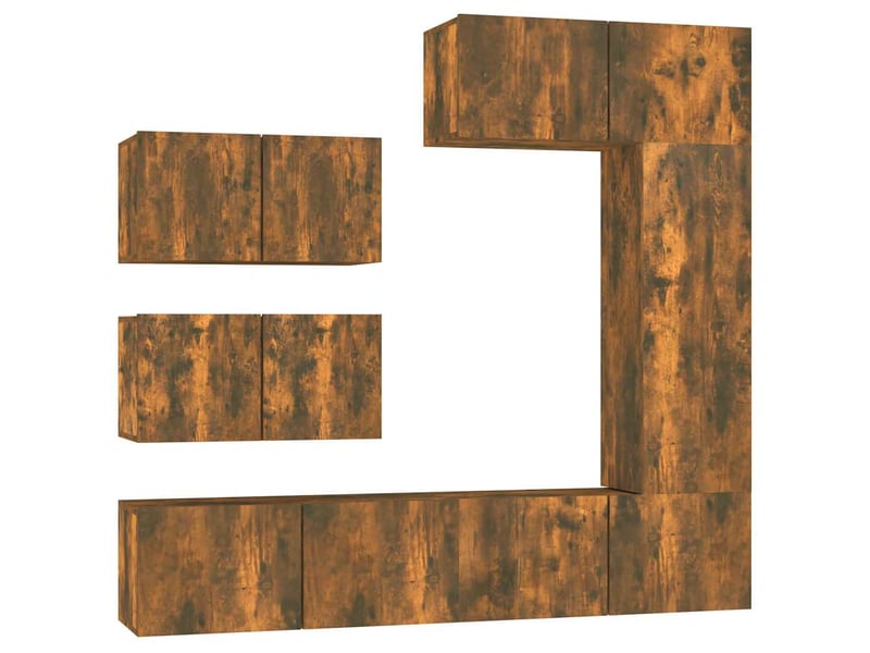  Ensemble de meubles tv 6 pcs chêne fumé bois d'ingénierie shl12370  - Conforama A