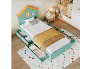 Lit avec rangement 90x200 cm <strong>ELVMI</strong>  <strong></strong> coloris vert