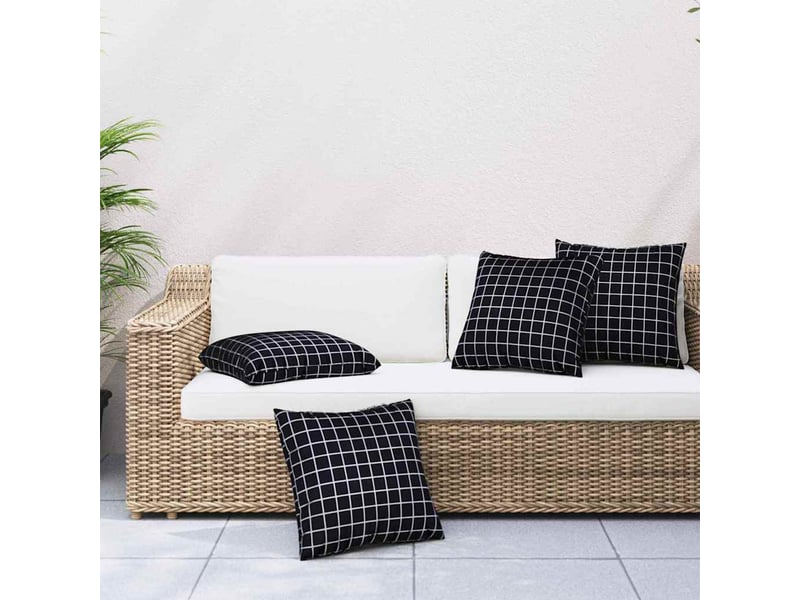 Lot de 4 coussins éparpillés tissu en polyester carreaux noirs cf60897 - Conforama B