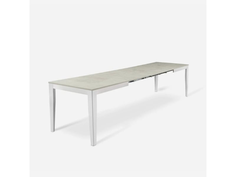  Table extensible en mélaminé avec piètement blanc 130290x80 moon - blanc  - Conforama C
