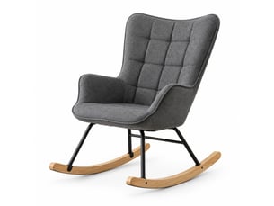 Fauteuil à bascule 67,5 x 65 x 95 cm gris foncé en velours, dossier haut et accoudoirs ergonomiques