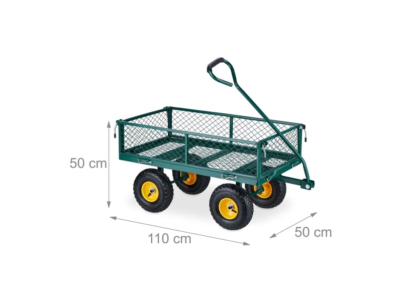  Chariot de transport extérieurs pliable capable de charge élevée 100 x 50 x 80 cm en acier vert 13_0012734  - Conforama B