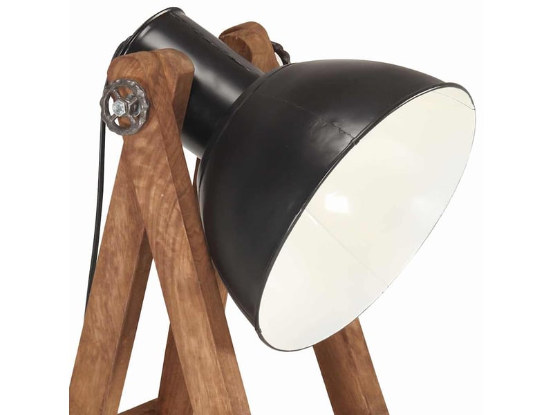  Lampadaire salon, lampe sur pied noir e27 bois de manguier massif  - Conforama E