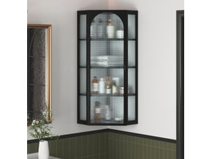 Armoire murale tcqpz d’angle 56 x 40 x 105 cm 4 niveaux de rangement métal et verre trempé noir