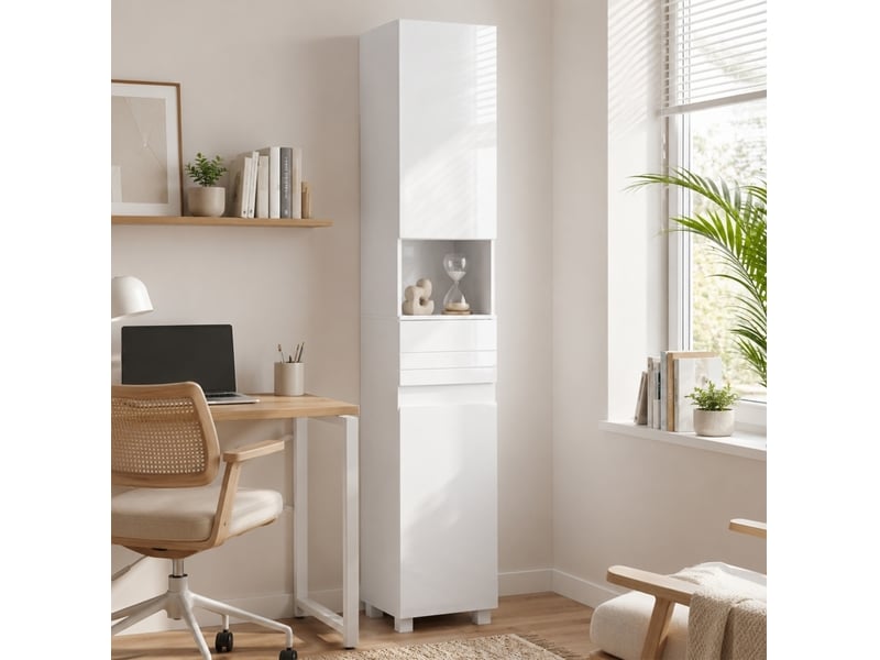  Colonne de salle de bains étroite 30 x 30 x 170 cm avec rangement homvra  - Conforama E