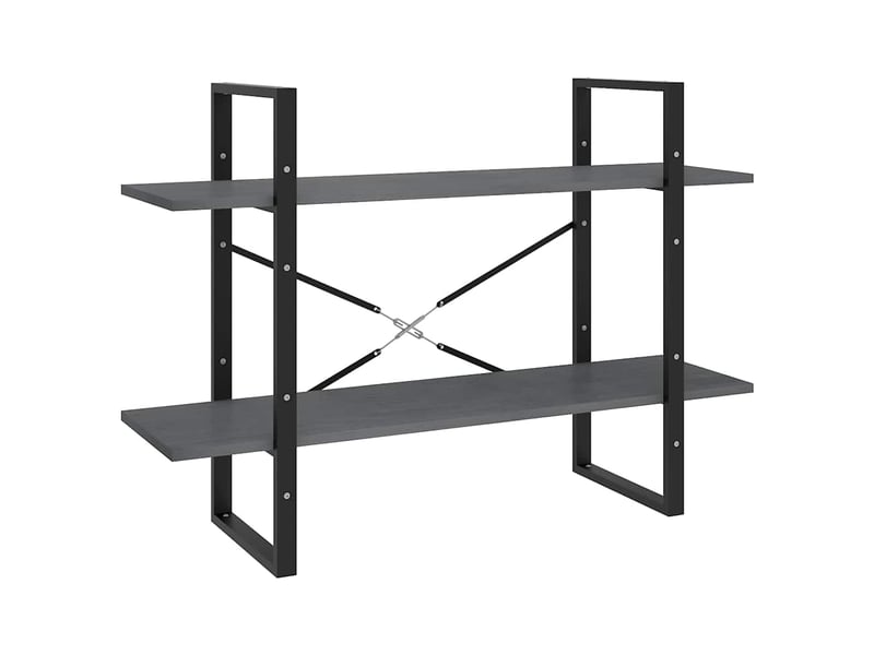  Bibliothèque à 2 niveaux, armoire à livres gris 100x30x70 cm bois de pin massif  - Conforama A