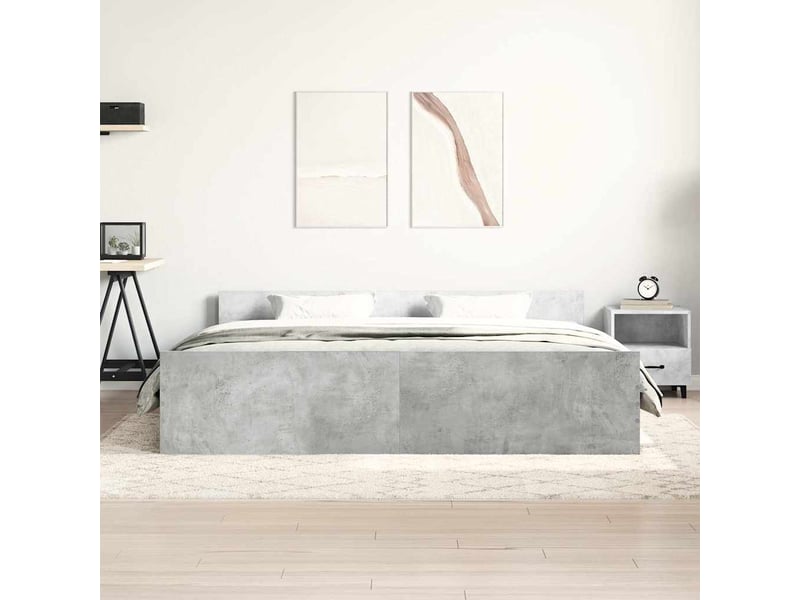  Lit double- lit adulte -  cadre de lit sans matelas gris béton 200x200 cm  - Conforama C