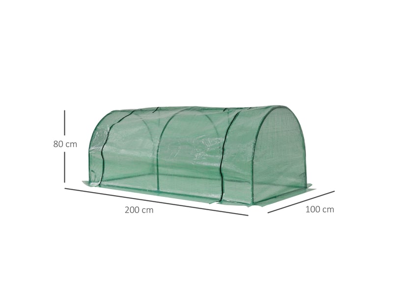 Serre, serre chaude avec porte, châssis froid, abri pour plantes, culture végétale, acier, plastique, 200 x 100 x 80 cm, verte - Conforama E