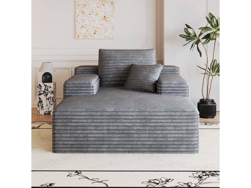  Canapé modulable velours côtelé 115 x 159 cm, avec chaiselongue, assise profonde, sans montage, canapé compressé confortable Fay Lum - Conforama D