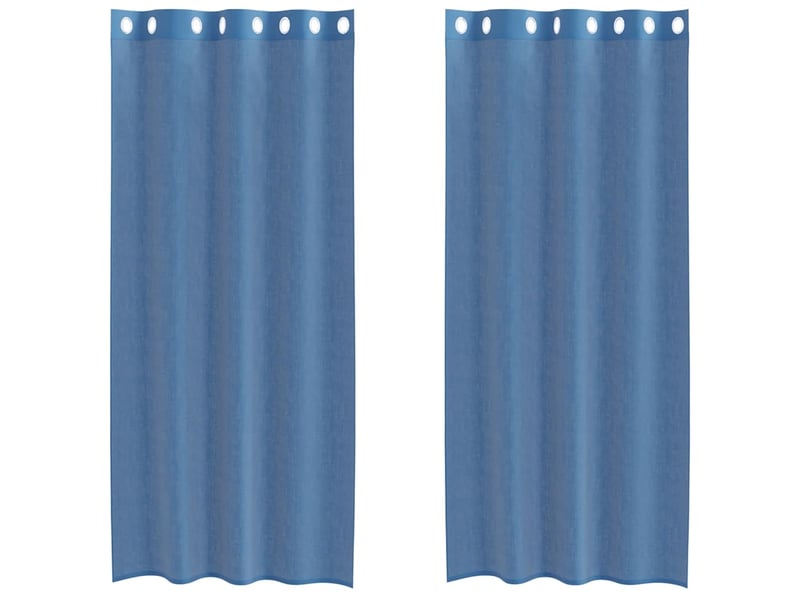  Lot de 2 rideaux en voile, voilages avec œillets bleu royal cf44349  - Conforama A