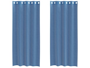 Lot de 2 rideaux en voile, voilages avec œillets bleu royal cf44349