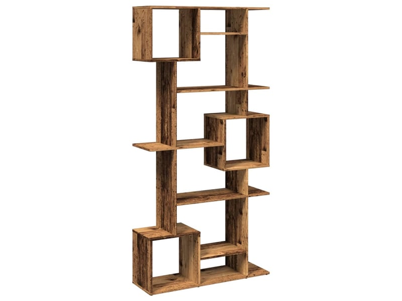  Bibliothèque, meuble de rangement salon vieux bois 92x29x188 cm bois d'ingénierie  - Conforama E