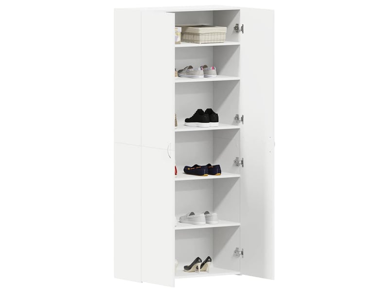  Meuble à chaussure, cabinet à chaussures 80x35.5x180 cm bois d'ingénierie blanc  - Conforama C
