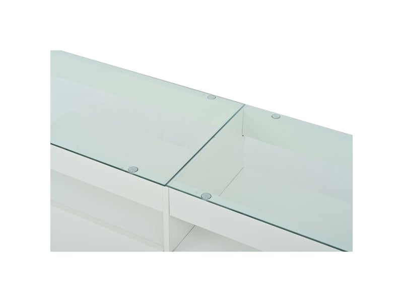  Meuble tv blanc brillant led – écran jusqu’à 70 pouces, 2 tiroirs, meuble bas moderne  - Conforama D