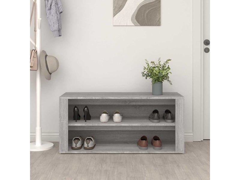  Meuble à chaussures, étagère à chaussures sonoma gris 100x35x45 cm bois d'ingénierie  - Conforama C