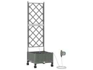 Jardinière - porte-plante de jardin avec irrigation et roues gris clair pp