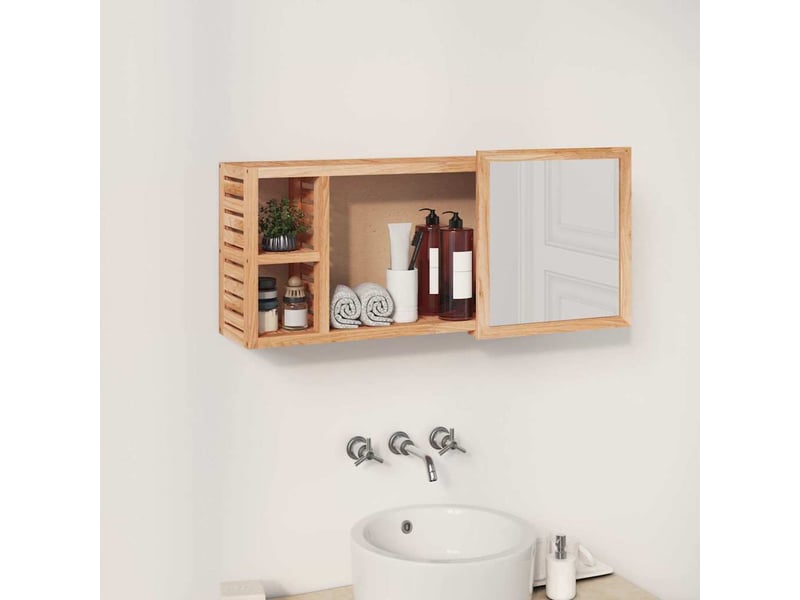  Armoire à miroir 80x17x34 cm bois massif de noyer  - Conforama C