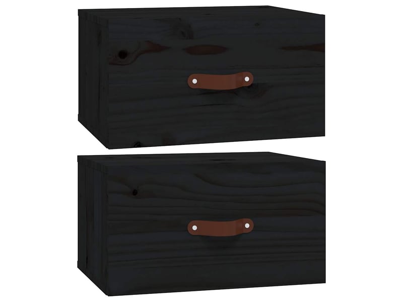 Lot de 2 tables de chevet - cabinet de chevet - table de nuit murales noir 40x29,5x22 cm  - Conforama A