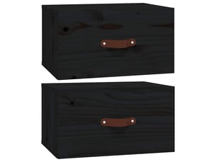 Lot de 2 tables de chevet - cabinet de chevet - table de nuit murales noir 40x29,5x22 cm