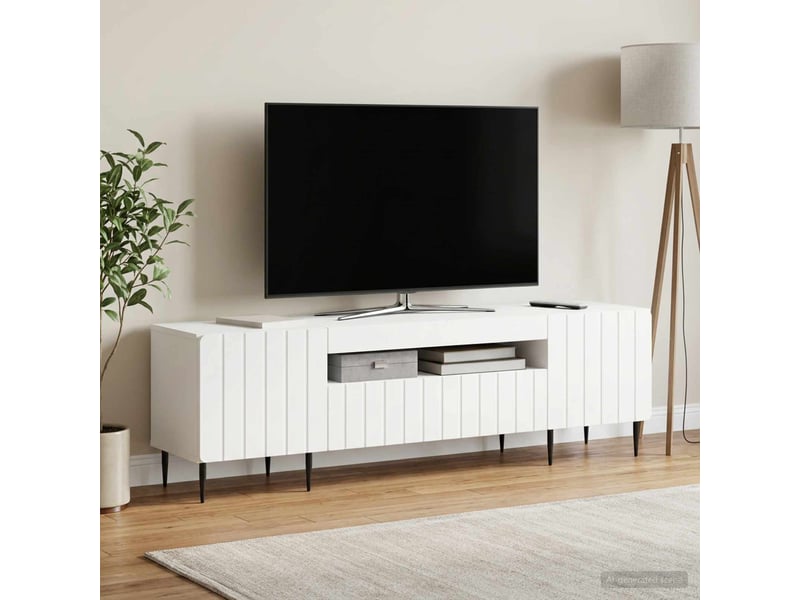  Meuble tv - banc tv - meuble de rangement led blanc bois d'ingénierie  - Conforama B