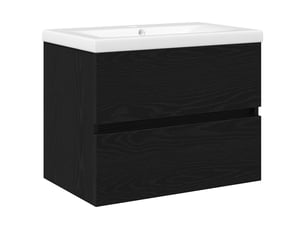 Meuble de lavabo de salle de bain, armoire de bain chêne noir 60 x 39 x 62 cm cf65530
