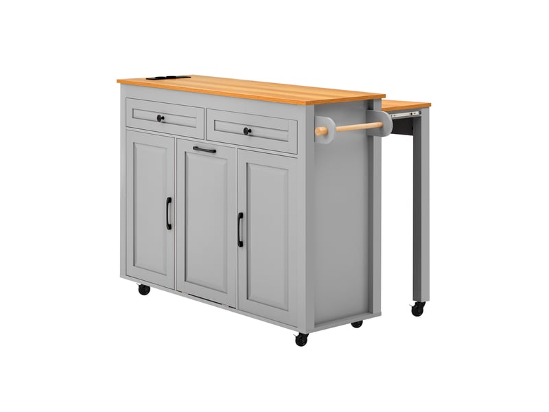  Îlot de cuisine,120x40x92 cm,à roulettes avec plan extensible,mdf,gris  - Conforama D
