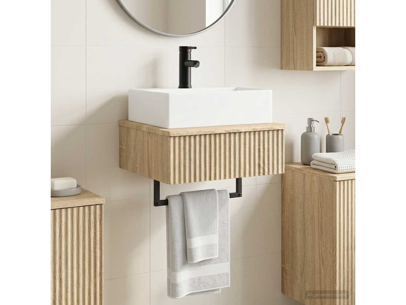  Basin de lavage mural, lavabo chêne sonoma 40x41x39 cm  - Conforama B