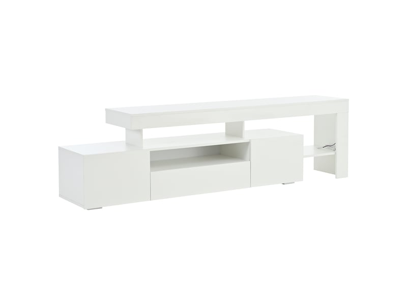  Meuble tv moderne - blanc - 192x37x53cm - led - 3 armoires - brillant - pour tv jusqu'à 85  - Conforama W