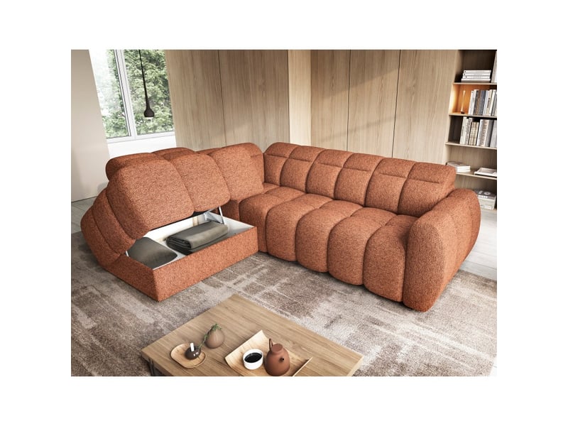  Canapé d'angle électrique ronda 4 places orange chiné – angle gauche  - Conforama C
