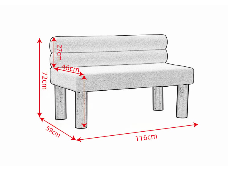  Banquette,116x59x72 cm,style contemporain,tissu bouclette,beige  - Conforama C