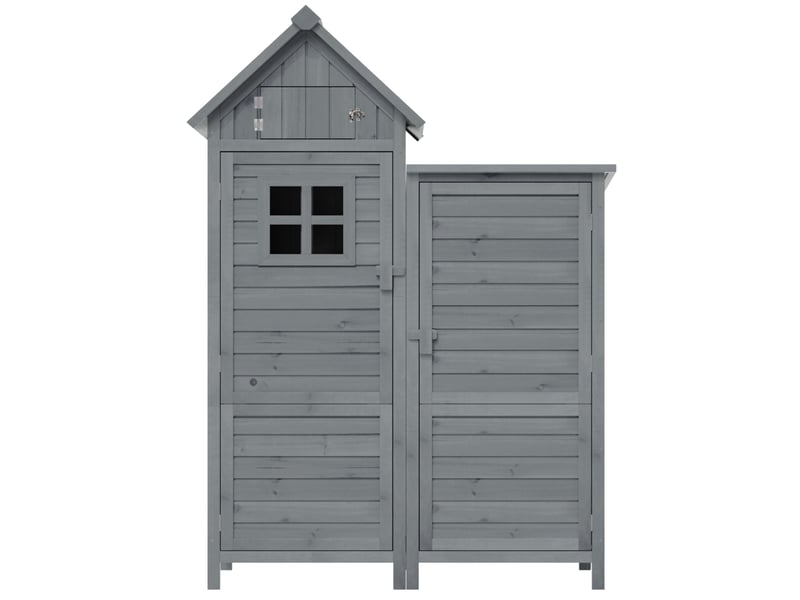  Armoire de jardin 110x52x170 cm double porte, grand espace de rangement, abri de jardin, bois de sapin, gris  - Conforama D