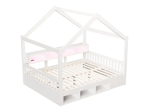Lit cabane 140x200 cm <strong>LEYTN</strong> <strong></strong> coloris blanc