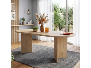 Table à manger 160x80 cm – bois chêne – 6–8 places – coins arrondis – plateau épais – style simple – couleur chêne