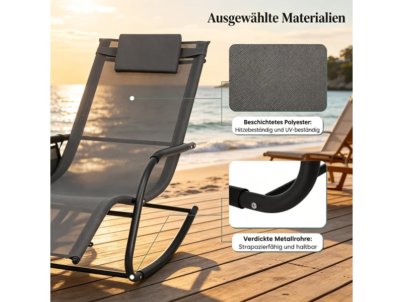  Chaise longue à bascule d'extérieur en polyester et métal gris T5828P501973 - Conforama E