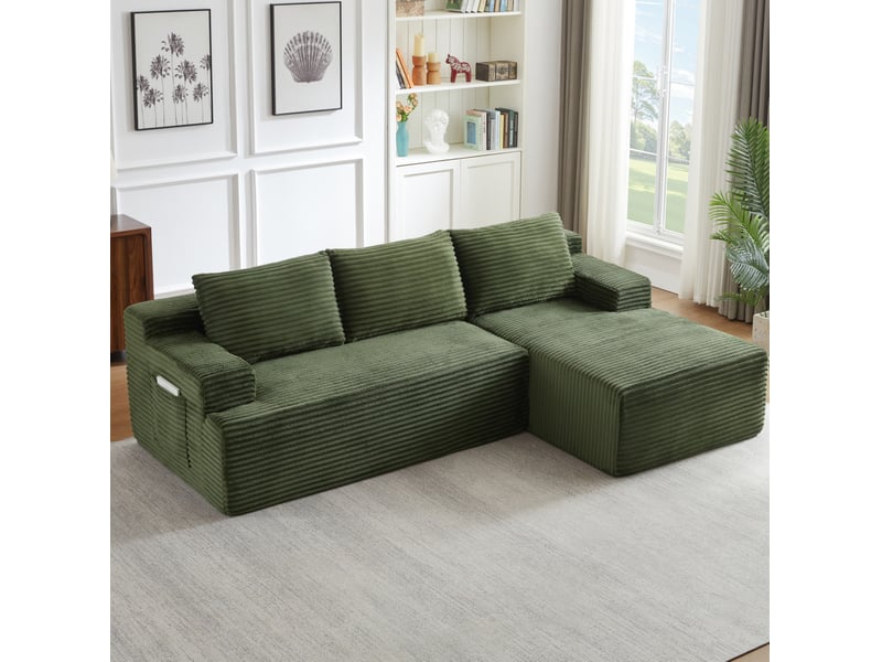 Canapé d'angle nuage modulable 238 x 152 x 66 cm – vert – confort profond, sans montage - Conforama B
