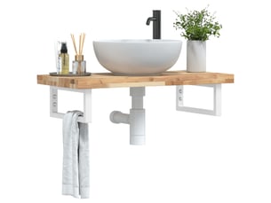 Étagère de vasque | étagère murale acier et bois massif d'acacia shl6685