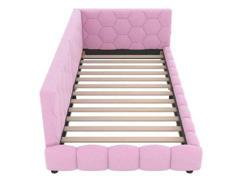  Canapé lit rose lit de jour 90x200 avec led 16 couleurs et port usb type-c  - Conforama W