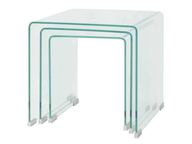  Ensemble de tables gigognes 3 pcs verre trempé transparent  - Conforama C