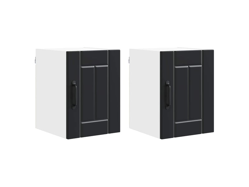  Meuble mural de cuisine | armoire de cuisine 2 pcs noir bois d'ingénierie shl1918  - Conforama A
