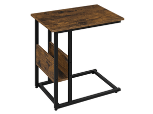 Table d’appoint en c avec rangement pour ordinateur portable - plateau mélaminé, cadre métal marron rustique