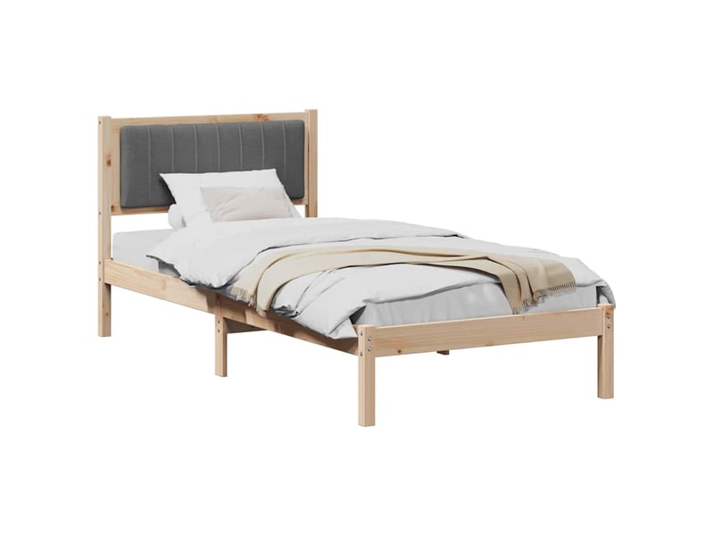 Lit simple- lit adulte - cadre de lit avec tête de lit rembourrée gris foncé 90 x 190 cm - Conforama B