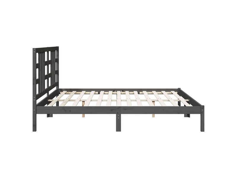  Lit double- lit adulte -  cadre de lit sans matelas gris 200x200 cm bois massif  - Conforama D